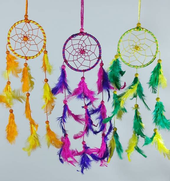 FASTDAP Dream Catcher Combo of 3 Wall Hanging, Wall Art,Bedrooms,office,Balcony,Outdoor Feather Dream Catcher