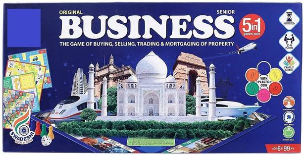 PRIMEFAIR Business Coins 5 in 1 Board Game Set Snake Ladders, Ludo, Perfect for Kids Educational Board Games