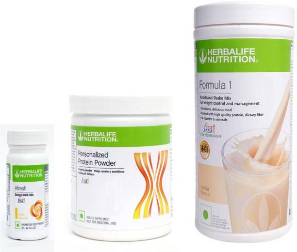 Herbalife Nutrition Weight Loss & Management Combo With ( Formula 1 Nutritional Shake Mix - Vanilla Flavor + Personalized Protein Powder 200 Gram + Afresh Energy Drink Mix - Lemon Flavor ) Combo Pack Of 3 PIECES Combo