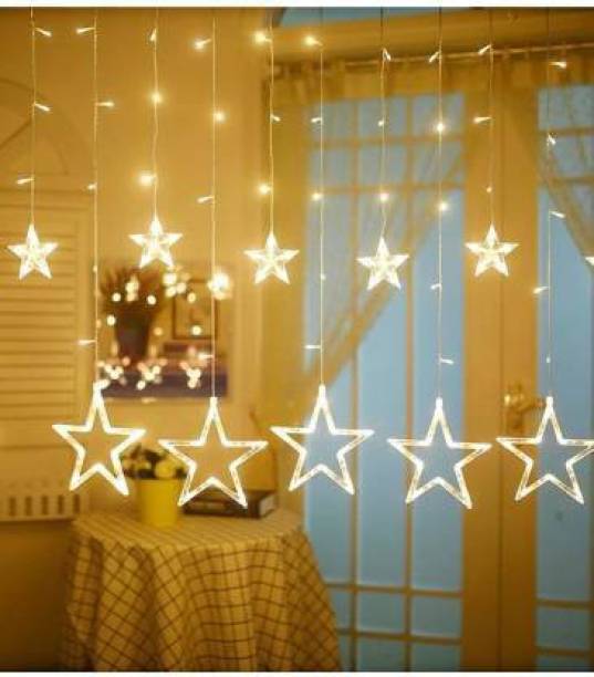 RUVI TECHNOLOGIES 98 inch Yellow Rice Lights Star Warm white LED Light Curtain for Diwali and christmas Decoration (Pack of 1) FOR FESTIVAL Chain Silicone Light Hanging Chain Rod