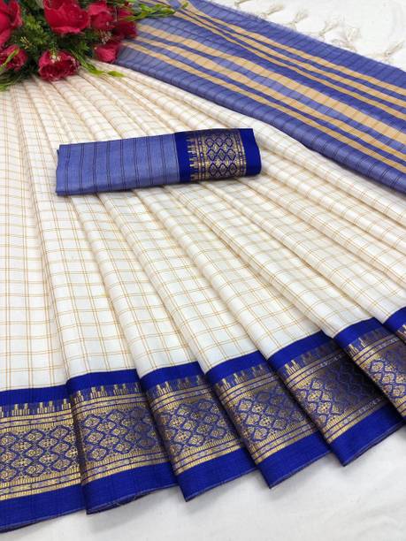 nilfashion Printed Chettinadu Cotton Blend, Cotton Silk Saree