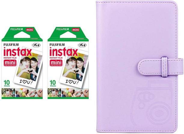 FUJIFILM Instax Mini 10x2 Sheets Instant Film with Lilac Purple Album 96 Sheets Film Roll