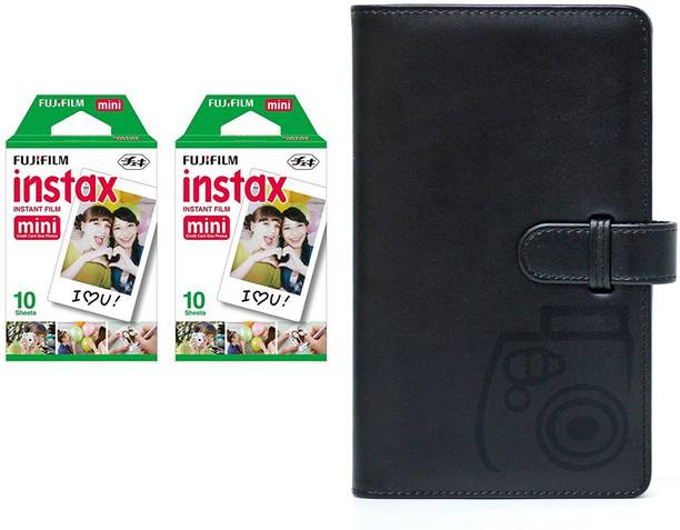 FUJIFILM Instax Mini 10x2 Sheets Instant Film with Black Album 96 Sheets Film Roll