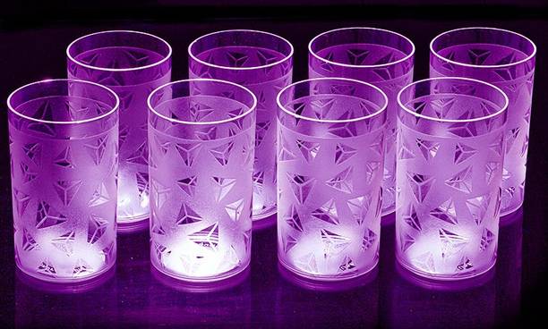 Sentricus (Pack of 8) 100% UNBREAKABLE Prism Pattern Water Juice Drinking Glasses Set Of 8 Glass Set Water/Juice Glass