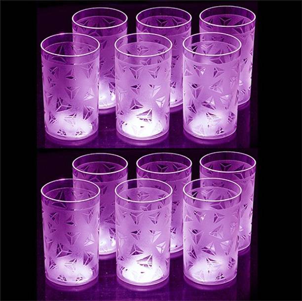 Sentricus (Pack of 12) Prism Shape Plastic Water Glasse PURPLE Glass Set Of 12 Glass Set Water/Juice Glass