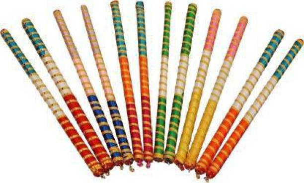 Earnam Wooden Multicolor Dandiya Sticks for Navratri / Wooden Heavy Dandia Sticks Pack of 6 Pair Dandia Sticks