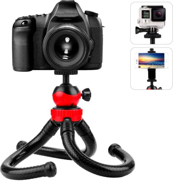 ATSolutions Octopus Tripod Foldable Flexible Tripod gorilla tripod Stand with Universal Mobile Holder for Vlogging Streaming Photography Compatible With All Smartphones, Action Cameras, and DSLR {(13Inch) RED and BLACK} 3 Axis Gimbal for Camera, Mobile