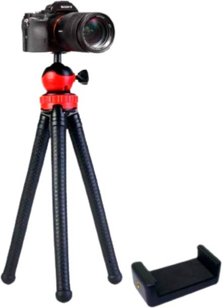 ATSolutions Octopus Tripod Stand with Universal Mobile Holder for Vlogging Streaming Photography Compatible With All Smartphones, Action Cameras, and DSLR {(12 Inch) RED and BLACK} 3 Axis Gimbal for Camera, Mobile