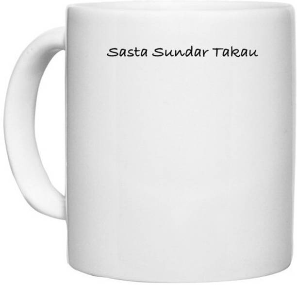 UDNAG White Ceramic Coffee / Tea 'Sasta Sundar Takau' Perfect for Gifting [330ml] Ceramic Coffee Mug