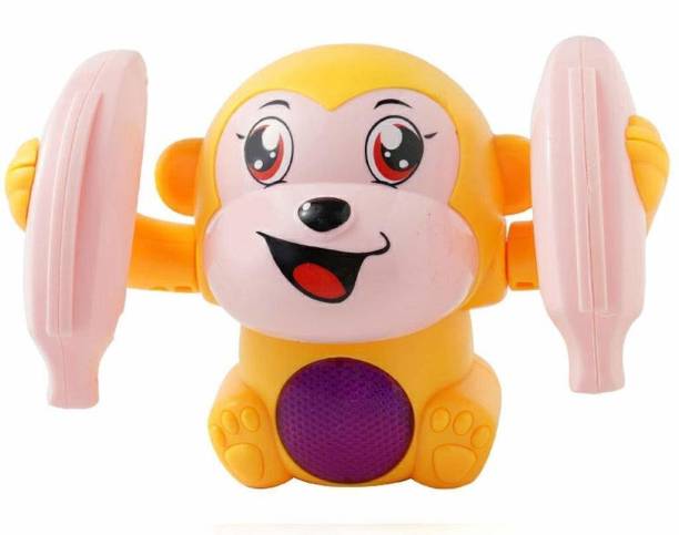 Galactic New Dancing and Spinning Rolling Doll Tumble Monkey Toy Voice Control Banana Monkey Musical Educational Flash Light Activity Jumping Toy for Kids for Kids 1 Years,Tumbler Monkey Multicolor (Multicolor, Pack of: 1)