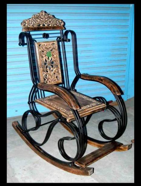 Smarts collection Wooden & Iron Rocking Chair for Garden || || Office || Gift Item || Garden Rocking Chair || Balcony Rocking Chair Solid Wood 1 Seater Rocking Chairs (Finish Color - BROWN, DIY(Do-It-Yourself)) Solid Wood 1 Seater Rocking Chairs
