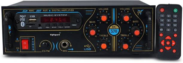 Night Guard NG-22 2 Channel High Power Stereo Amplifier with Big LED Display/Bluetooth/MIC Input/USB/SD Card Slot/FM Radio/AUX Input/Remote Control & Built-in Equaliser with Bass, Treble & Balance Control Power Amplifier. 160 W AV Power Amplifier