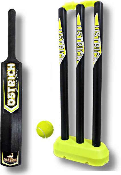 Ostrich HARD PLASTIC CRICKET COMBO PACK FOR 8 YEARS JUNIOURS( 1 BAT SIZE 3, WICKET 24'' INCHES , 1 BALL) Cricket Kit