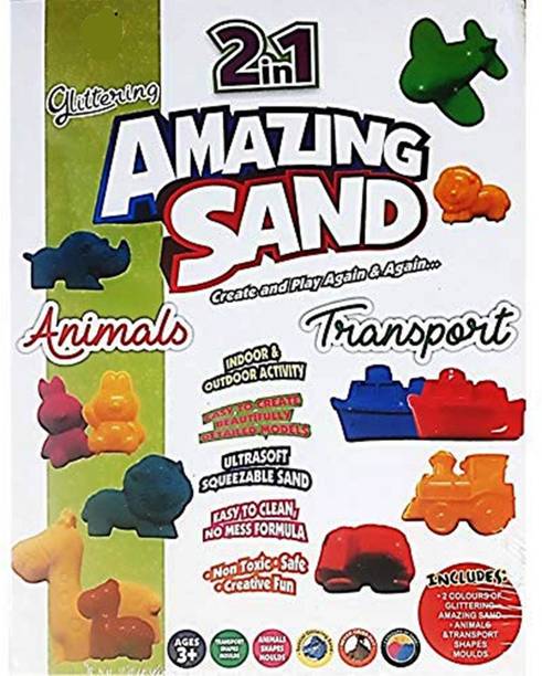 Gift Collection 2 in 1 Glittering Amazing Sand with special sand and moulds of sea creatures and fruits for kids