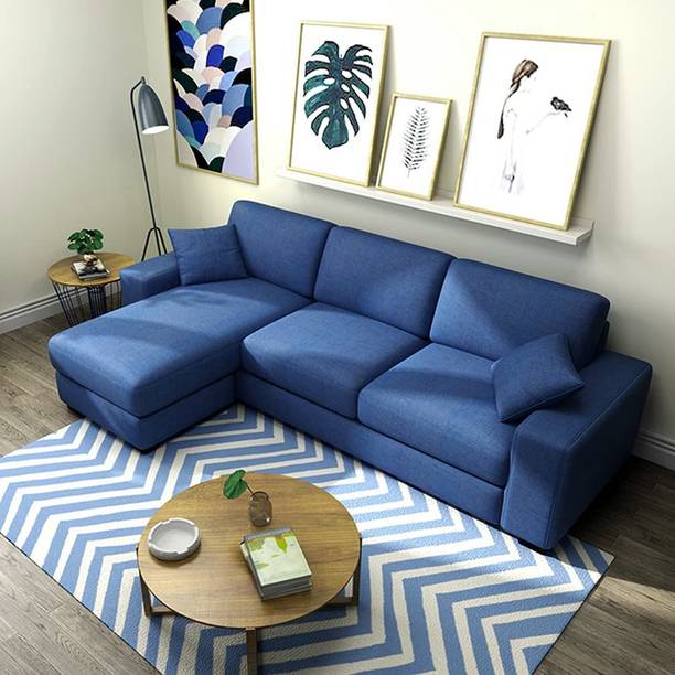 CasaStyle Adonoy 4 Seater Fabric LHS L Shape Sofa Set (Dark Blue) Fabric 4 Seater  Sofa