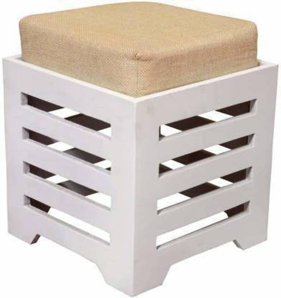 KHANSHOPEE Wooden Stool for Living Room with Cushion | Side Stool | Table for Bedroom | Stool for- Dressing Table, Bedside, Home, Office, Balcony Living & Bedroom Stool Living & Bedroom Stool
