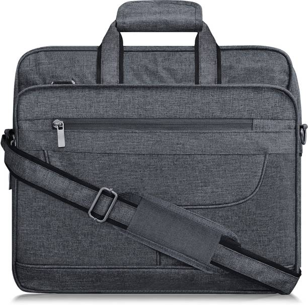 Eshophouse Grey Color Linen 28L Big Size Office Laptop Bag For Men BG25 Waterproof Messenger Bag
