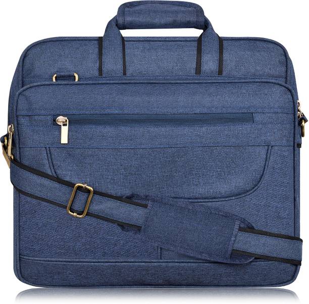 Eshophouse Blue Color Linen 28L Big Size Office Laptop Bag For Men BG24 Waterproof Messenger Bag
