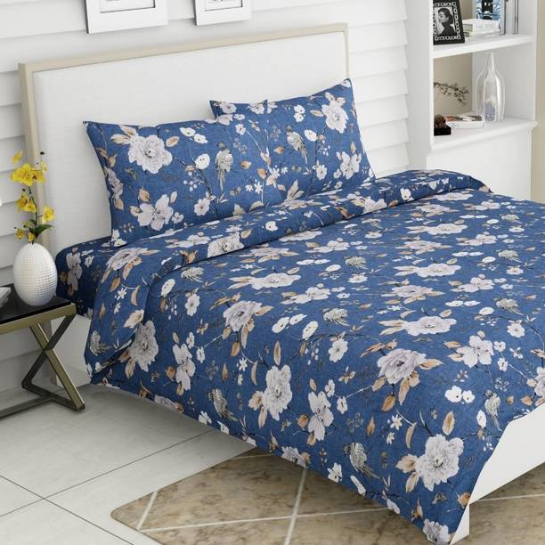 haus & kinder 186 TC Cotton King Floral Flat Bedsheet