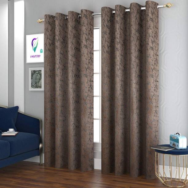 A Next Step 152.4 cm (5 ft) Velvet Semi Transparent Window Curtain (Pack Of 2)