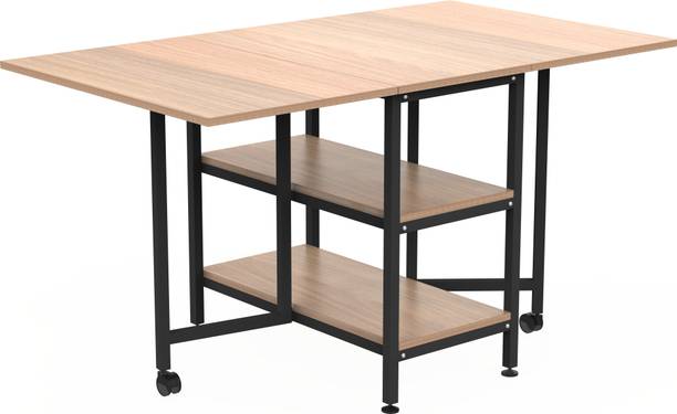 InnoFur Forio Folding Dining Table with Storage Engineered Wood 4 Seater Dining Set