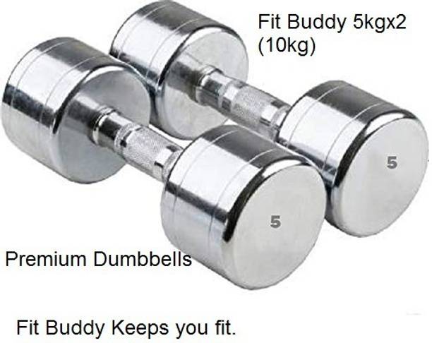 Fit Buddy Pair of 5KG X 2 Steel Fixed Weight Dumbbell
