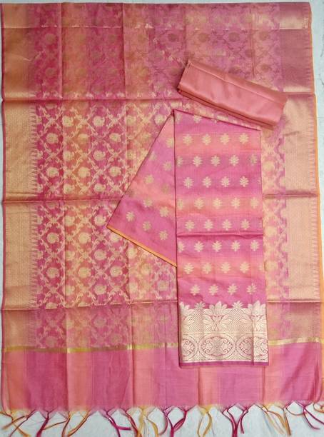 Unstitched Cotton Silk Salwar Suit Material Self Design