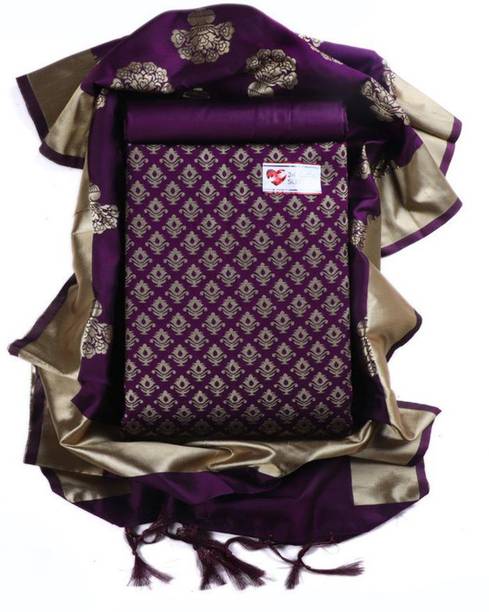 Unstitched Jacquard Salwar Suit Material Self Design, Striped