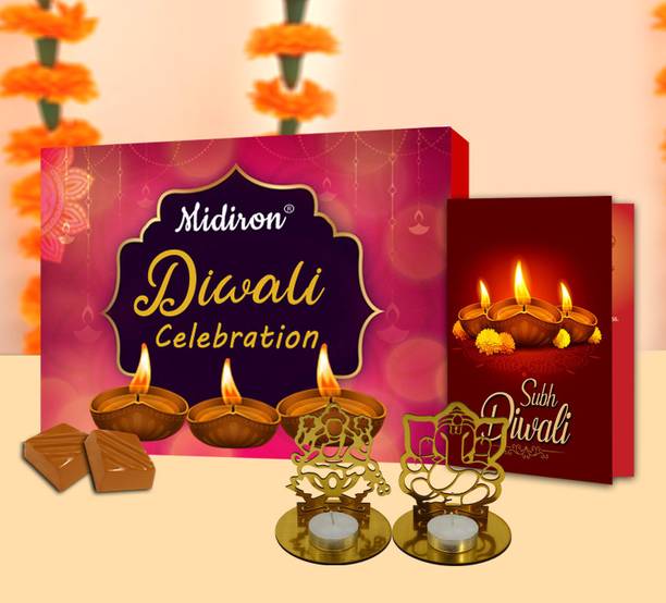 Midiron Diwali Gifts | Diwali Celebration| Diwali Gifts item| Diwali Greeting Card| Laxmi Ganesha Shadow Holder | Diwali Hamper (3 Set) Combo
