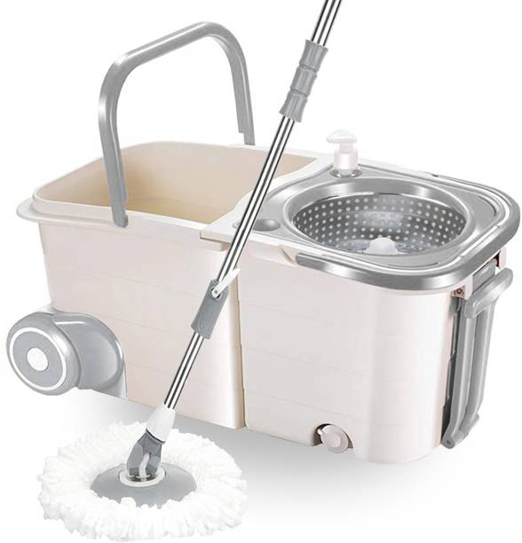 वी-मॉप Premium Twin Double Bucket Wheel Mop (( 6 Months Warranty on Rod Set )) वैट और ड्राई मोप