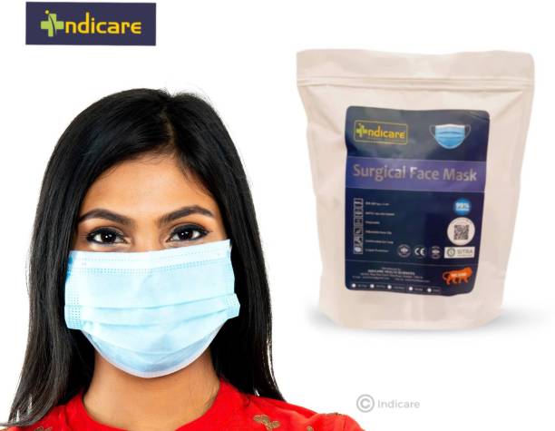indicare health sciences 3 Ply Surgical Mask | Anti-Pollution | 3 Ply Surgical Mask with Nose pin | Disposable Mask | SITRA, ISO 9001:2015, ISO 13485:2016, CE Certified (Pack of 100, Free Size, INDIVIDUAL PACK) 3 Ply Pharmaceutical Breathable Surgical Pollution Face Mask with 3 Layer Filtration For Men, Women, Kids with for Comfortable Fit with Bacterial Filtration and Water Resistant Surgical Mask Washable, Reusable Surgical Mask With Melt Blown Fabric Layer