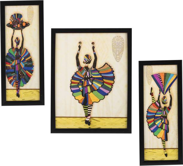 Indianara 3 PC SET OF DANCING ARTS WITHOUT GLASS Digital Reprint 13 inch x 10 inch Painting