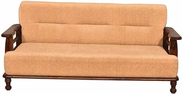 Divine Arts Sheesham Wood 3 Seater Sofa for Living Room Bedroom Fabric 3 Seater  Sofa