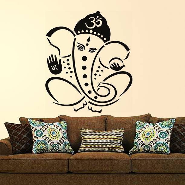 Aquire 50 cm Pious Black Lord Ganesha Design Self Adhesive Sticker