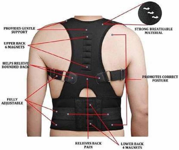 Swaroop Posture Spine Magnetic Lumbar Correction Belt (BLACK) Posture Corrector