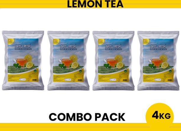 Aris fresh Instant Hot Lemon Tea Premix | 4 Kg Combo Pack | 4 in 1 Instant Lemon Tea Premix| For manual use - Just add hot water | Suitable for all Vending Machines |Instant Tea Premix (4kg) Lemon Instant Tea Pouch