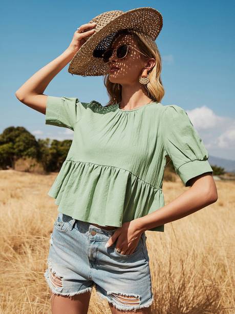 Urbanic Casual Printed Women Green Top