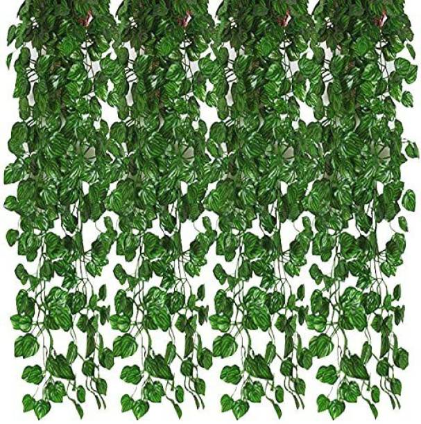 APSAMBR 6Pcs AArtificial Fancy Garland Money Plant Leaf Bail/ Creeper | Wall Hanging | Diwali Decoration | Home Decor Party | Office | Festival Theme Decorative | Length 6.5 Feet Garlands Pack of 6