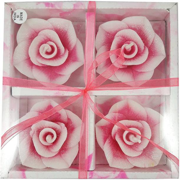 BREVVA XXI®-454-XW-Rose Shape Flower Wax Candles Floating Tea Light Candles for Diwali Decoration Items Candle