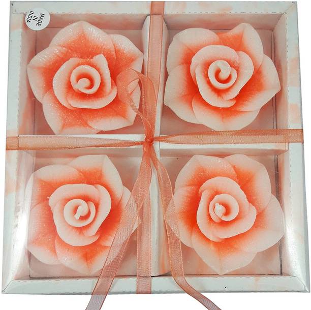 BREVVA IXX®-452-ML-Rose Shape Flower Wax Candles Floating Tea Light Candles for Diwali Decoration Items Candle