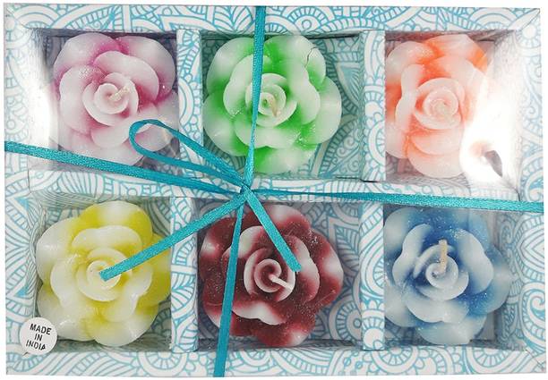 Twixxle XIX™-420-IK-Rose Shape Flower Wax Candles Floating Tea Light Candles for Diwali Decoration Items Candle