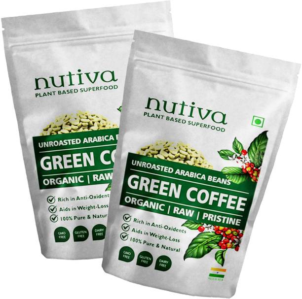 Nutiva Twin Pack of Green Coffee Beans - 50 Gram Each | For Immunity Building and Weight Loss | Premium Grade 100% Unroasted Arabica Green Coffee Beans