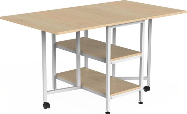 InnoFur Forio Folding Dining Table with Storage Engineered Wood 4 Seater Dining Set