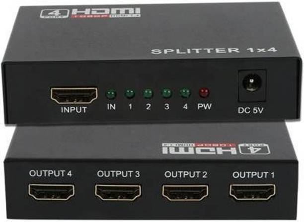 microware HDMI Splitter 1 In 4 Out Full HD 4-Port Hub Repeater Amplifier v1.4 3d 4K 1080p hdmi 1.4 splitter For HDTV DVD PS3 Xbox EU Media Streaming Device