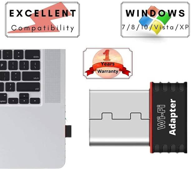 XDLB 950Mbps Portable High Speed Long range Nano Wifi Dongle, Connector, Receiver 802.11B/G/N 2.0 Wireless Wi Fi 2.4GHz Wireless LAN Network Card External For PC Desktop Laptop USB Adapter (Black) USB Adapter