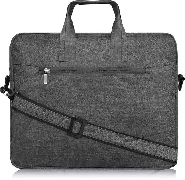 Dhiya Collection Grey Color Linen 10L Office Laptop Bag For Men & Women BG30 Waterproof Messenger Bag
