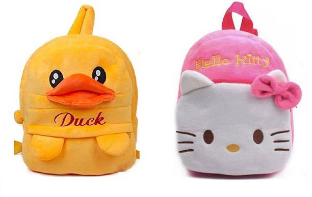 Afya Soft Toy Boy Bag Duck & Hello Kitty Plush Bag For Cute Kids 2-6 Years Plush Bag Plush Bag