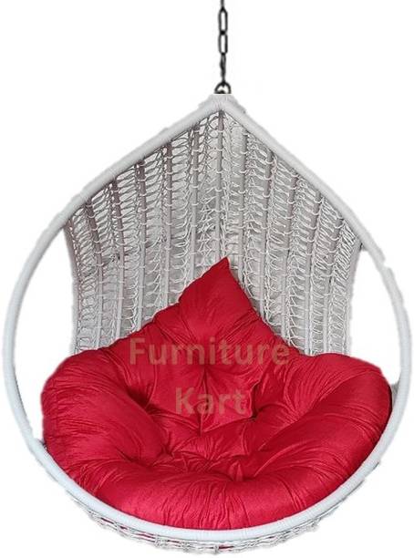 Furniture kart Swing Chair Jhoola White & Red Steel Large Swing