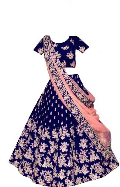 DIZVU Girls Lehenga Choli Ethnic Wear Embroidered Ghagra, Choli, Dupatta Set