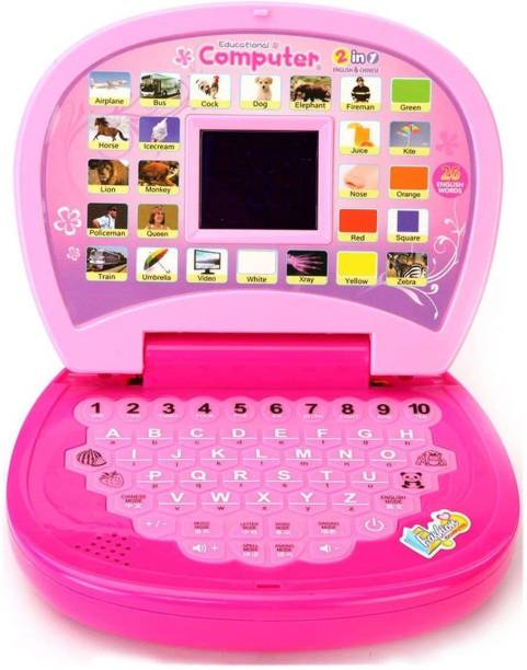 Mytoykid Educational Learning Laptop for Kids with LED Display, Alphabet ABC and 123 Number Learning Computer for Kids (Laptop Pink)